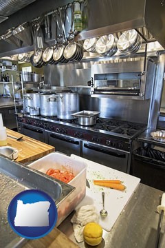 a restaurant kitchen - with Oregon icon