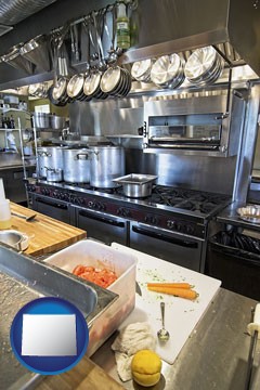 a restaurant kitchen - with Wyoming icon