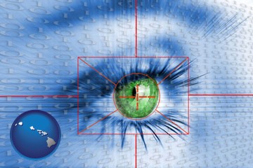 an iris-scanning security system - with Hawaii icon