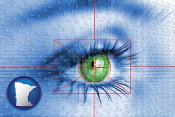 an iris-scanning security system - with Minnesota icon