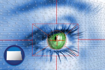 an iris-scanning security system - with North Dakota icon