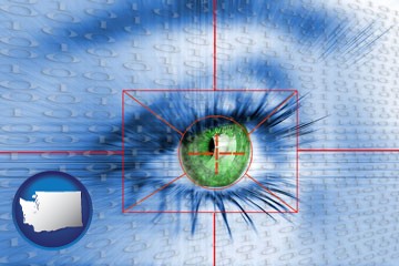 an iris-scanning security system - with Washington icon