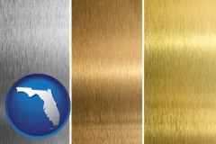 florida map icon and sheet metal surface textures