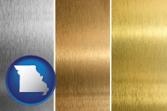 missouri map icon and sheet metal surface textures