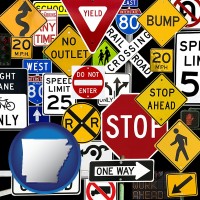 arkansas map icon and road signs