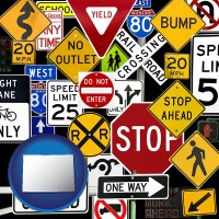 colorado map icon and road signs