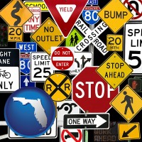 florida map icon and road signs
