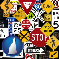 new-hampshire map icon and road signs