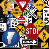 vermont map icon and road signs
