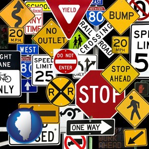 road signs - with Illinois icon