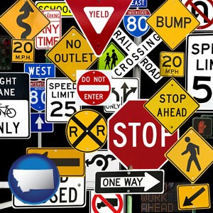 road signs - with Montana icon