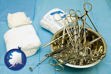 surgical instruments and bandages - with Alaska icon