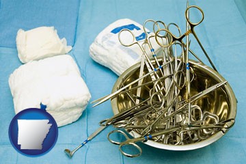 surgical instruments and bandages - with Arkansas icon