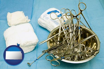 surgical instruments and bandages - with Kansas icon