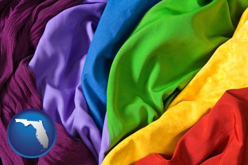 colorful textile fabrics - with Florida icon