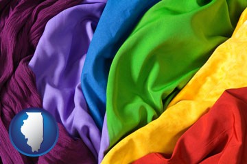 colorful textile fabrics - with Illinois icon