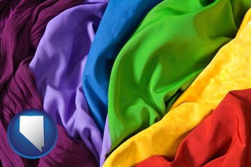 colorful textile fabrics - with Nevada icon