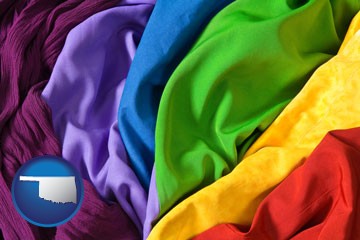 colorful textile fabrics - with Oklahoma icon