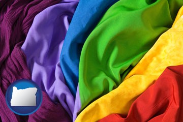 colorful textile fabrics - with Oregon icon