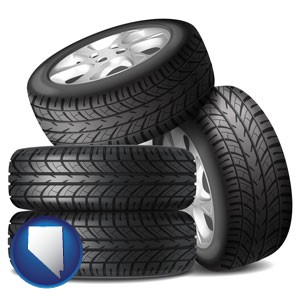 four tires with alloy wheels - with Nevada icon