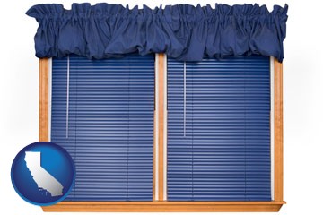 window blinds and valance curtains - with California icon