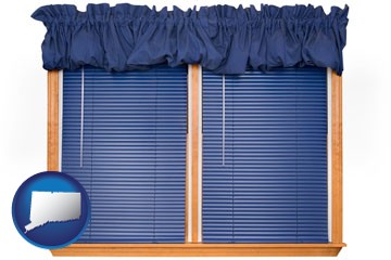 window blinds and valance curtains - with Connecticut icon