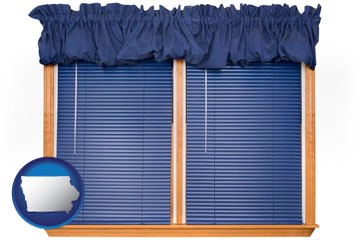 window blinds and valance curtains - with Iowa icon