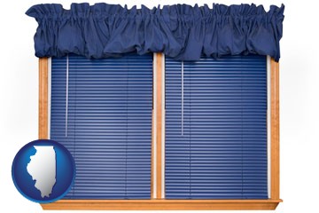 window blinds and valance curtains - with Illinois icon