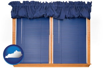 window blinds and valance curtains - with Kentucky icon