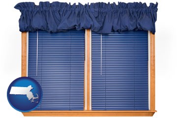 window blinds and valance curtains - with Massachusetts icon