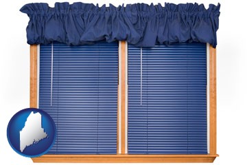 window blinds and valance curtains - with Maine icon