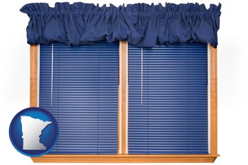window blinds and valance curtains - with Minnesota icon