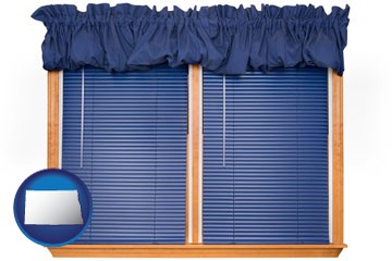 window blinds and valance curtains - with North Dakota icon