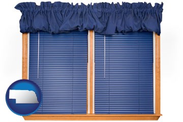 window blinds and valance curtains - with Nebraska icon