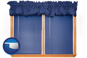window blinds and valance curtains - with Oklahoma icon