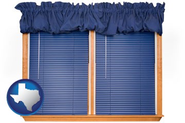 window blinds and valance curtains - with Texas icon