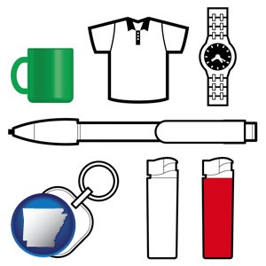 typical advertising promotional items - with Arkansas icon