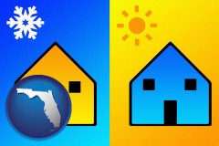 florida map icon and the concept of air conditioning