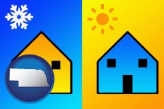 nebraska map icon and the concept of air conditioning