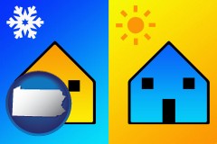 pennsylvania map icon and the concept of air conditioning