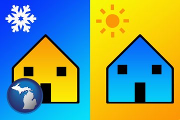 the concept of air conditioning - with Michigan icon