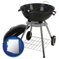 arizona map icon and a kettle-style charcoal grill