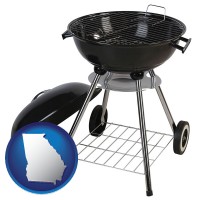 georgia map icon and a kettle-style charcoal grill