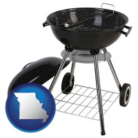 missouri map icon and a kettle-style charcoal grill