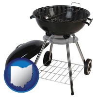 ohio map icon and a kettle-style charcoal grill