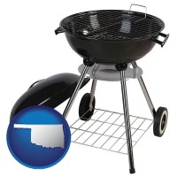 oklahoma map icon and a kettle-style charcoal grill