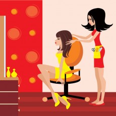 a beautician using beauty salon products