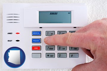 setting a home burglar alarm - with Arizona icon