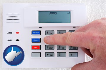 setting a home burglar alarm - with West Virginia icon