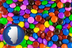 illinois map icon and colorful candies